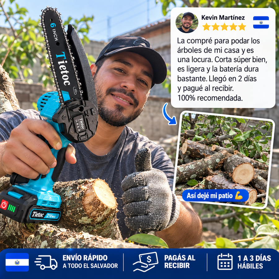 Mini Motosierra Eléctrica 21V — ¡Podá y Cortá con una Sola Mano! - reseña de cliente 2
