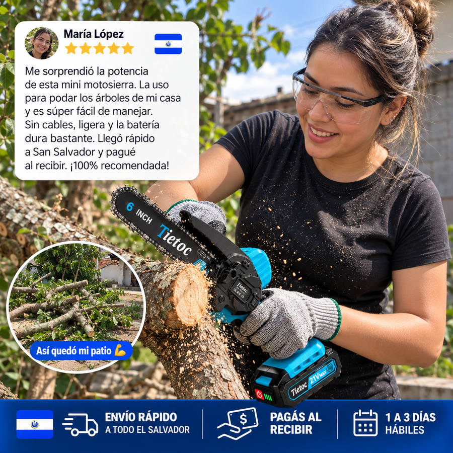 Mini Motosierra Eléctrica 21V — ¡Podá y Cortá con una Sola Mano! - reseña de cliente 1